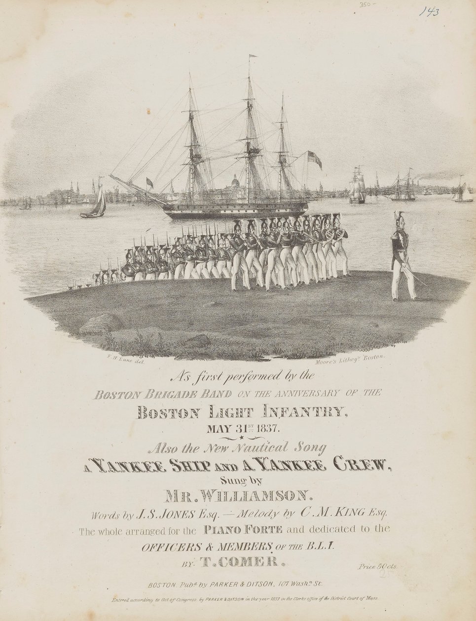 Ein Yankee-Schiff und eine Yankee-Besatzung (Notenblatt) von Fitz Henry Lane
