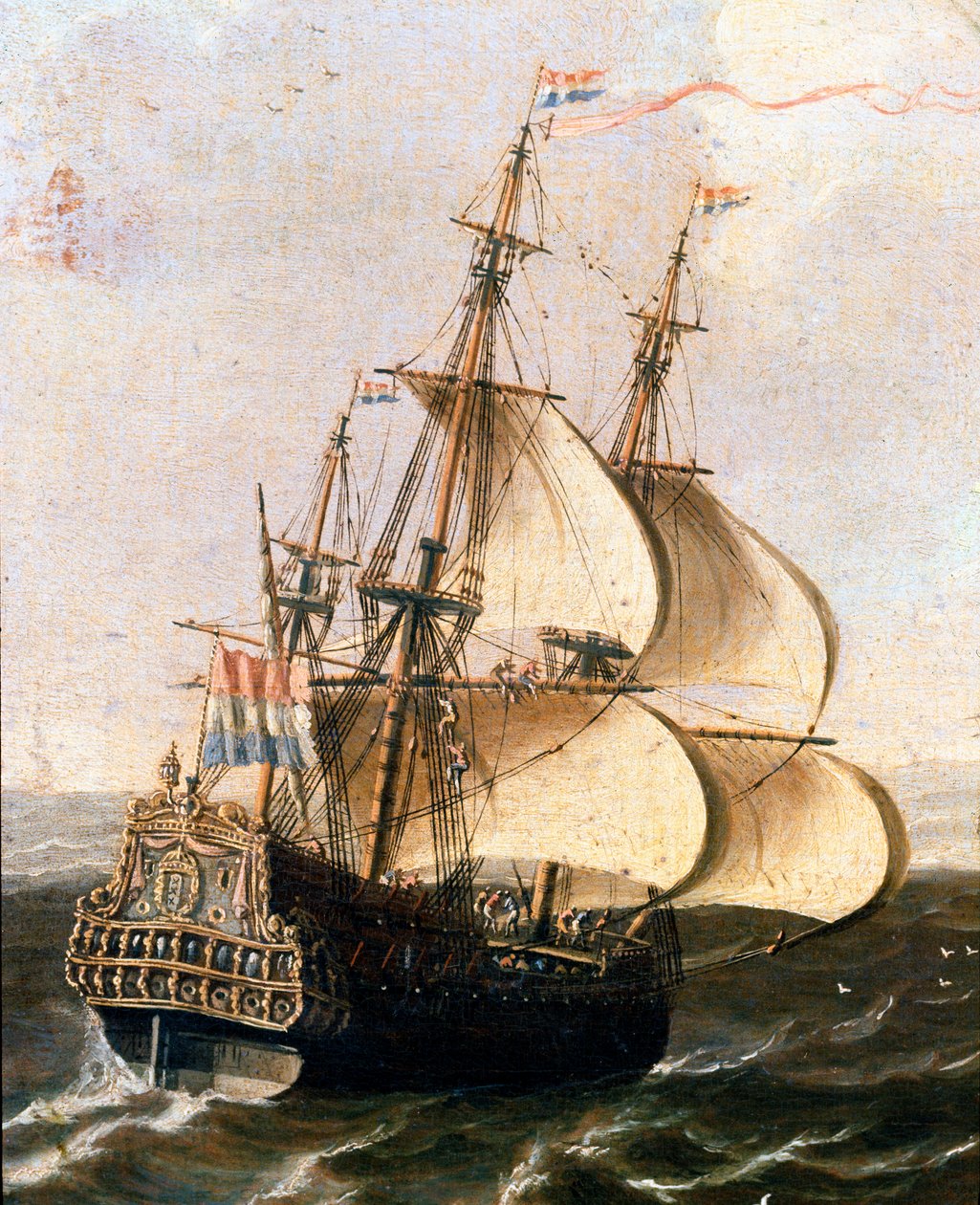 Eine Galeone der niederländischen Ostindien-Kompanie von Flemish School