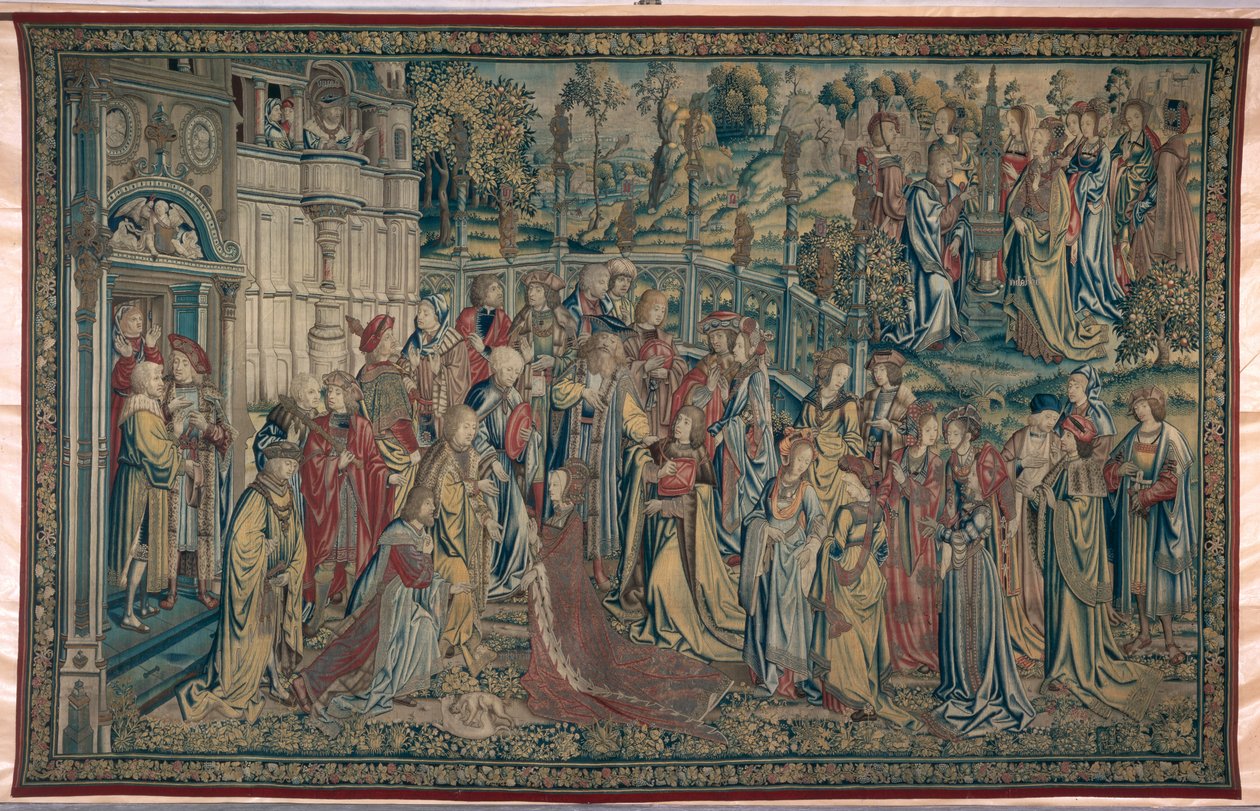 Bathseba wird in den Palast gerufen, Wandteppich von David und Bathseba, ca. 1510-15 von Flemish School