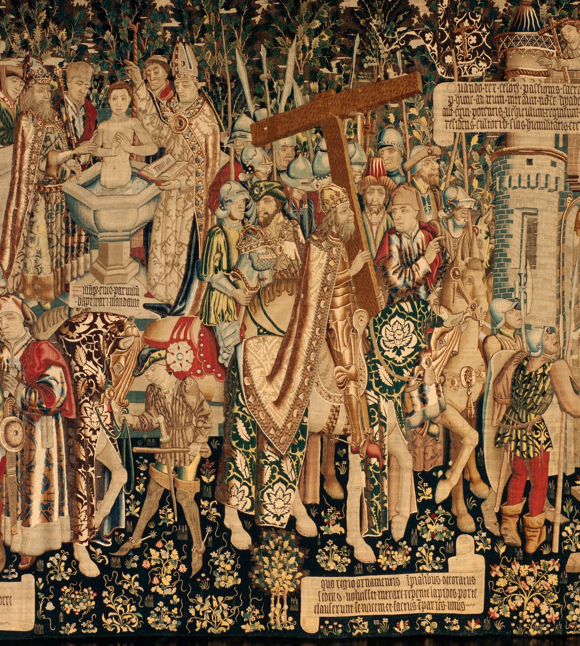 Die Legende vom Heiligen Kreuz (La leyenda de la Santa Cruz, de legende van het Heilig Kruis). (Detail) Ca. 1450. 430x1120cm. von Flemish School