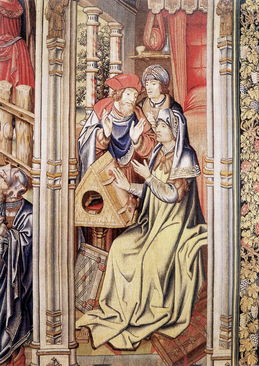Davids Vorhang (Detail), Faksimile aus dem Wandteppich der Brüsseler Schule (1510-1515). von Flemish School