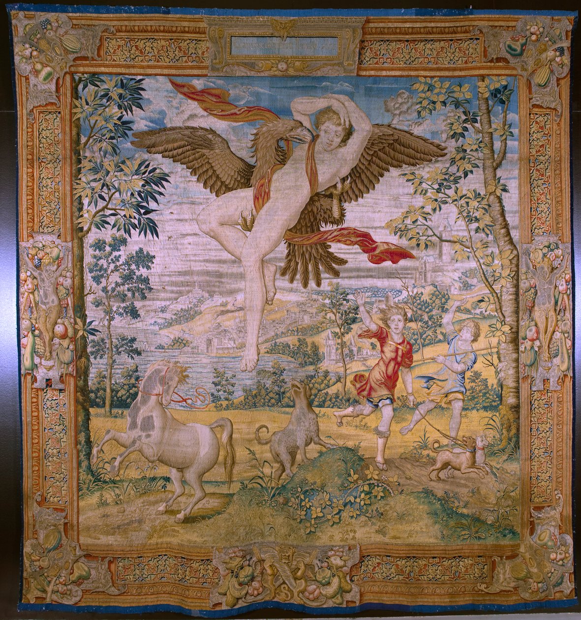 Flämischer Wandteppich. Serie Die Fabel des Ovidius: Der Raub des Ganymedes. Atelier Willem de Pannemaker, Brüssel. Vor 1556 von Flemish School
