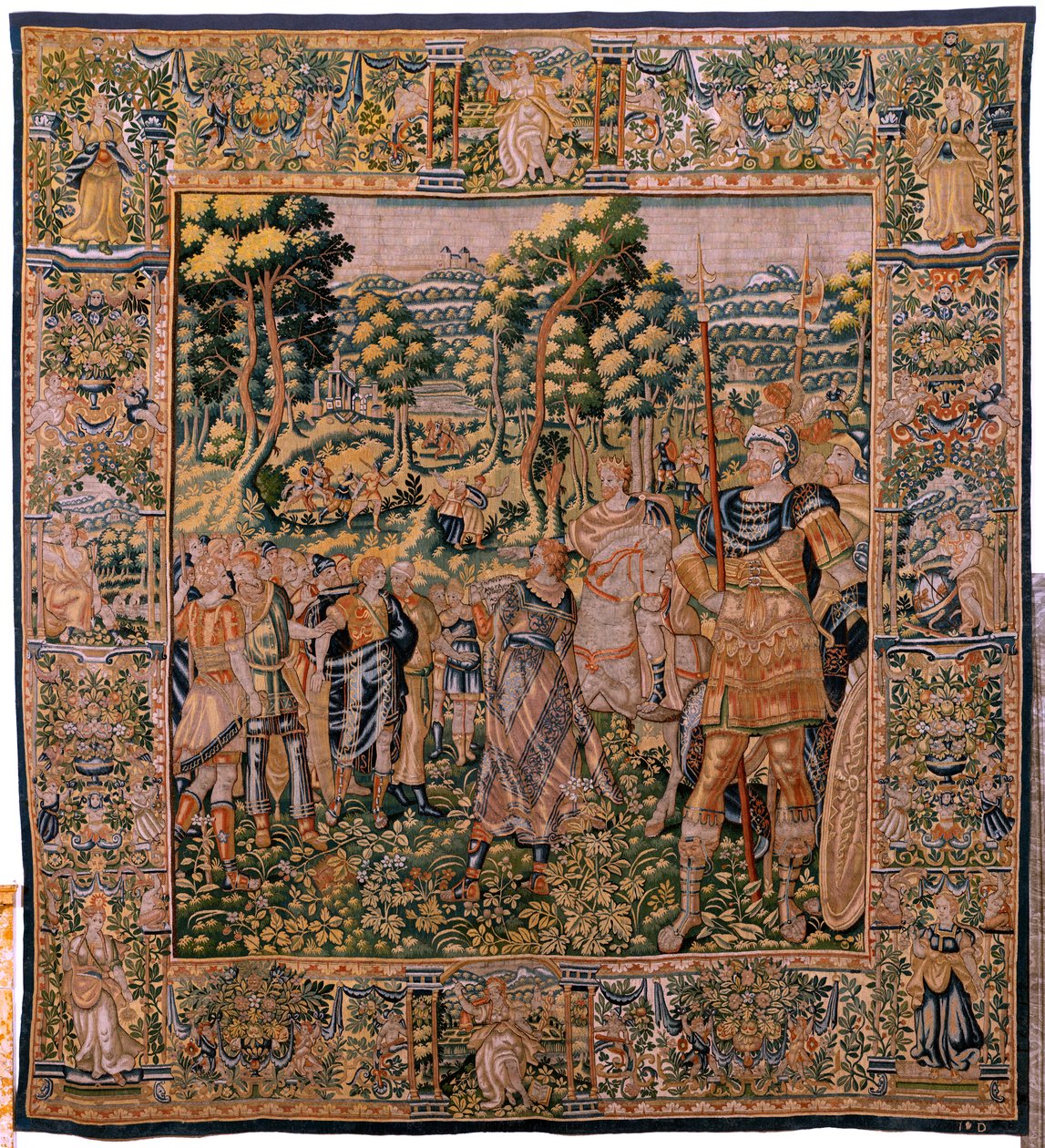 Flämische Tapisserie. Serie Geschichte des Kyros. Astyages erkennt Kyros. Anonym, basierend auf Michiel Coxcie. Atelier Antwerpen. Seide und Wolle. Ca 1590. von Flemish School