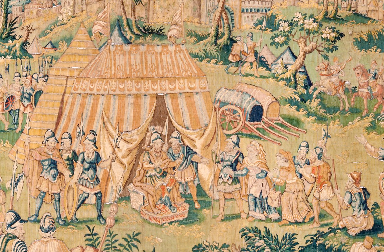 Serie Das Buch Judith. Judith vor Holofernes. Fünfter Wandteppich der Serie. Herstellung Niederlande, Brüssel(?). Zweite Hälfte des 16. Jahrhunderts. von Flemish School