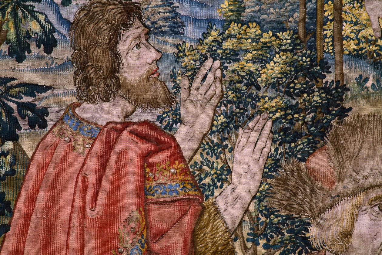 Flemischer Wandteppich. Serie Die Geschichte von Johannes dem Täufer: Die Taufe Christi. Brüsseler Atelier. 1515-1520. von Flemish School