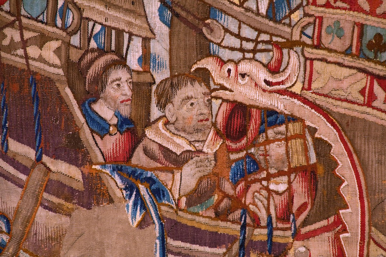 Flämischer Wandteppich. Serie Die Portugiesen in Indien: Die Ankunft in Calicut. Ca. 1510. Sammlung Caixa Geral de Depósitos, Lissabon. (Detail) von Flemish School