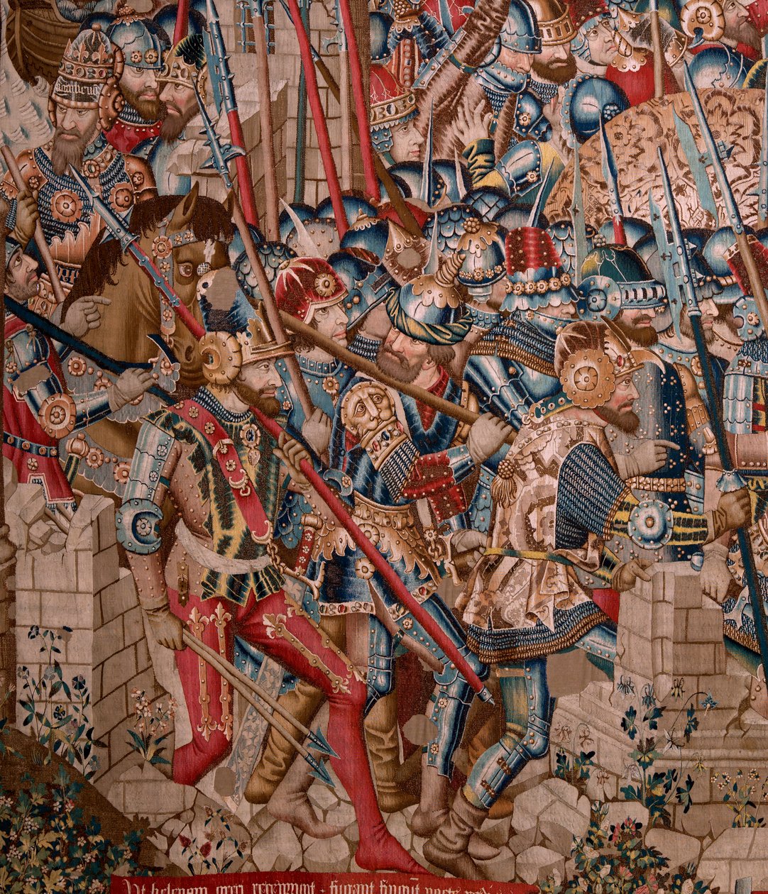 Flämischer Wandteppich. Serie Der Trojanische Krieg. Die Zerstörung von Troja. Elfter Wandteppich in der Serie. Modell Coëtivy Meister (Henry oder Conrard de Vulcop). Herstellung Tournai Werkstätten. Ca. 1470. Stoff Wolle und Seide von Flemish School