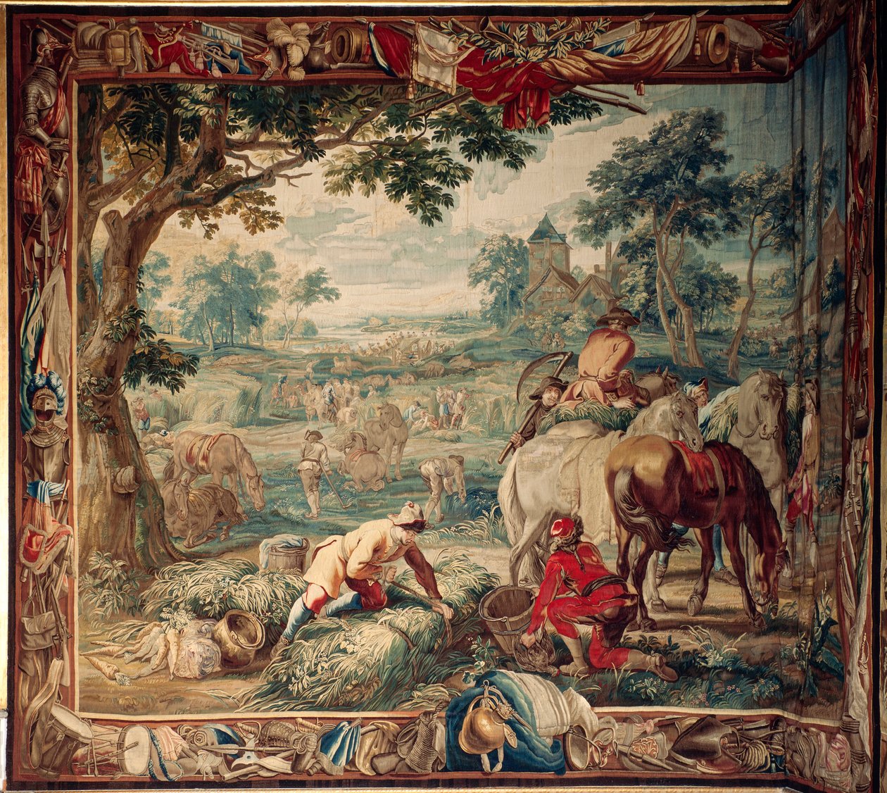 Palast (Schlossanlage Schleißheim). Flämischer Wandteppich. Brüsseler Atelier Judocus De Vos. Design Lambert De Hondt. Fütterung. Ca. 1715 - 1724. von Flemish School