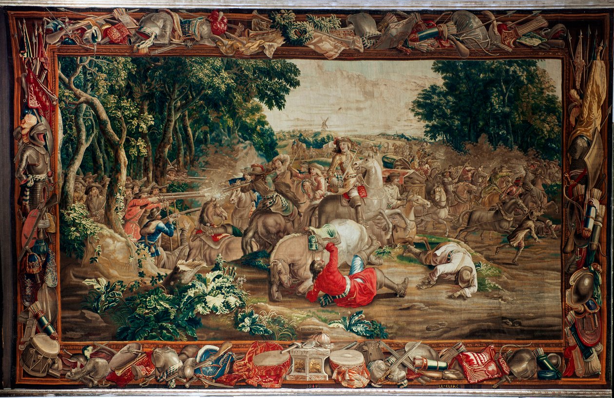 Schlossanlage Schleißheim. Flämischer Wandteppich. Brüsseler Atelier Judocus De Vos. Entwurf Lambert De Hondt. Hinterhalt. Wolle und Seide. Ca. 1715 - 1724. von Flemish School