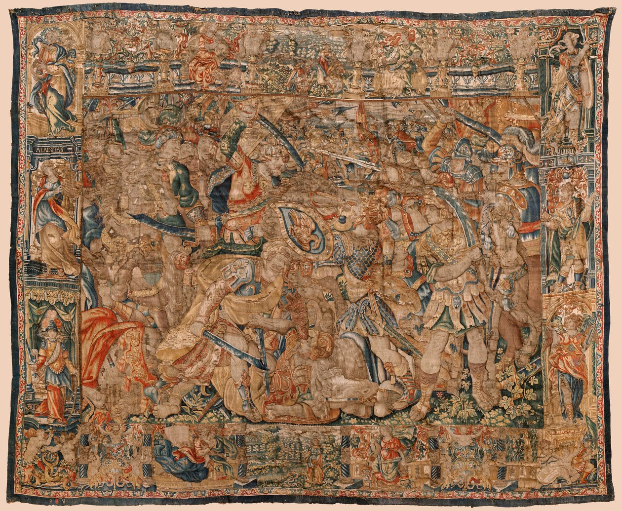 Pfarrmuseum der Tapisserien (Museo Parroquial de Tapices de Pastrana). Flämische Tapisserie. Kampf zwischen Alexander und Darius bei Issos. Brüssel. Wolle und Seide. 16. Jahrhundert. 510x419cm. von Flemish School