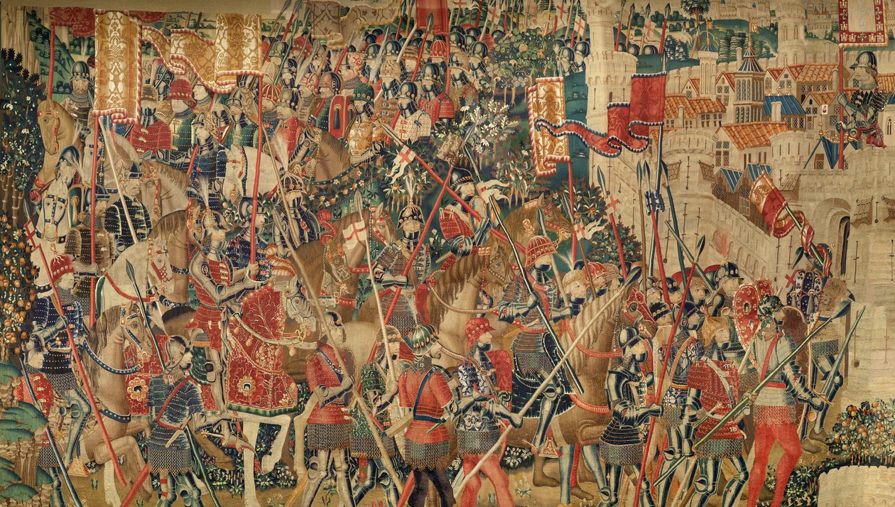 Pfarrmuseum der Wandteppiche (Museo Parroquial de Tapices de Pastrana). Flemischer Wandteppich. Eroberung von Tanger. Serie Eroberungen von König Alfons I. von Portugal. Tournai. Wolle und Seide. von Flemish School