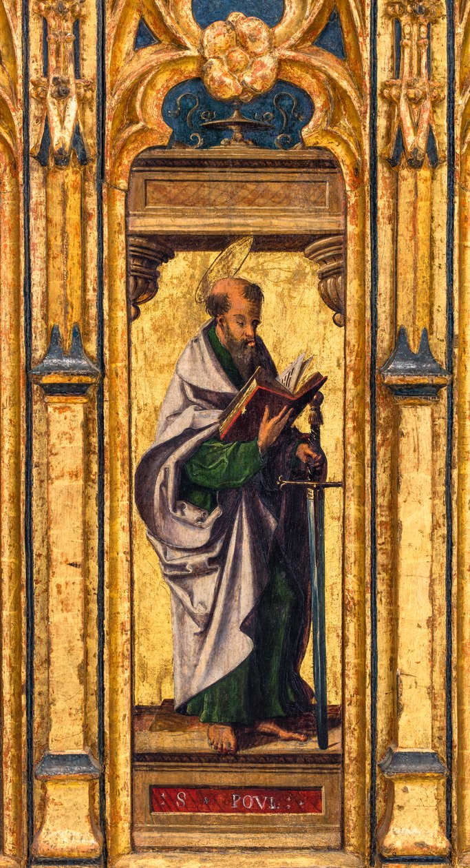 Reliquienschrein, Heiliger Paulus mit offenem Buch und Schwert von Flemish School