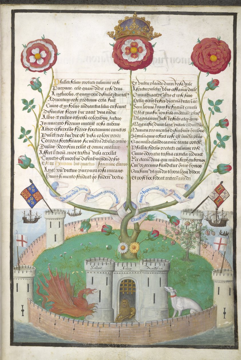 Verse mit Tudor-Symbolen, ca. 1516 (Pergament) von Flemish School