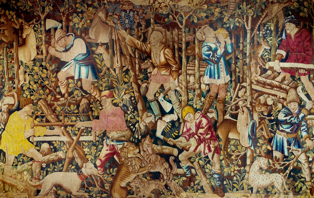 Szenen der Ernte und Holzfäller. Wandteppich der flämischen Schule. Tournai. 15. Jahrhundert Paris, dekorative Künste von Flemish School