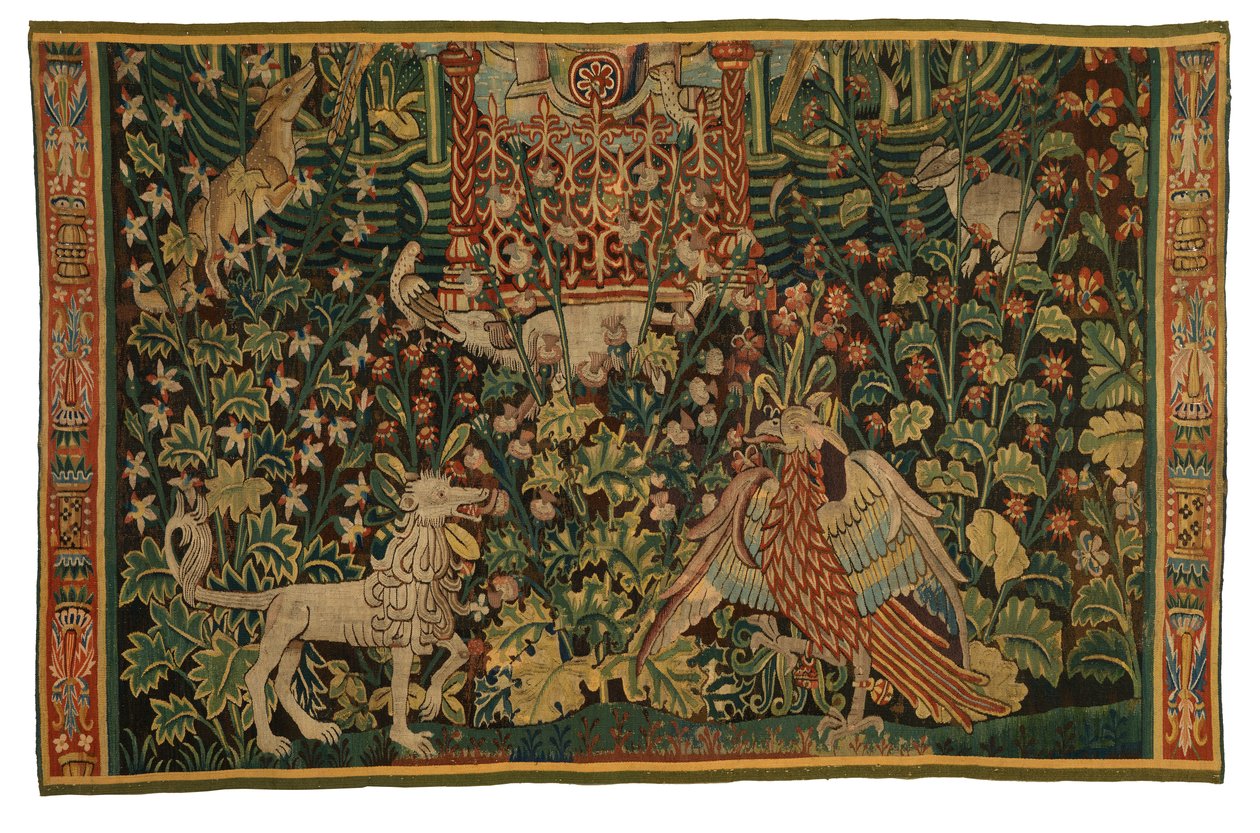 Wandteppich, Park au Cerfs Fragment, hergestellt ca. 1500-25 von Flemish School