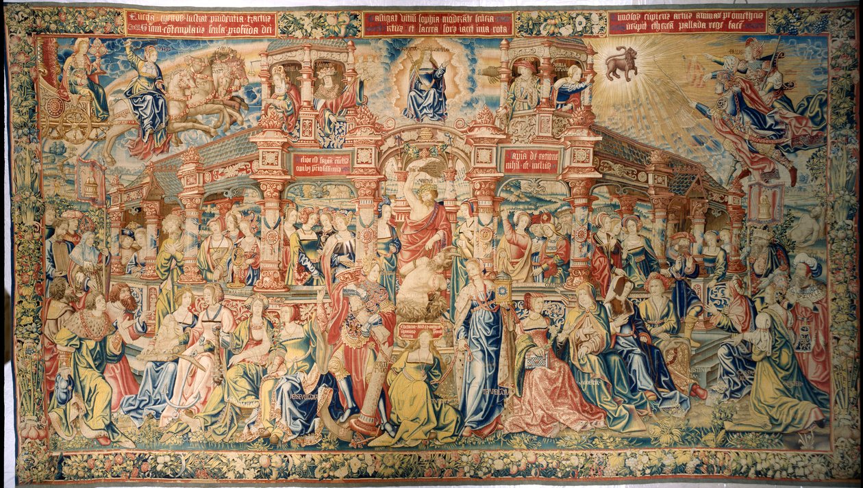 Wandteppich, der Klugheit am Hof der Göttlichen Weisheit darstellt, aus Brüssel von Flemish School