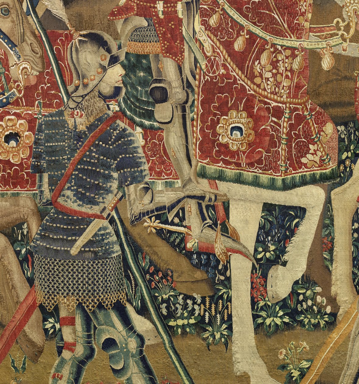 Wandteppich, der die Eroberungen von König Alfons V. von Portugal zeigt, Tournai. Detail. von Flemish School