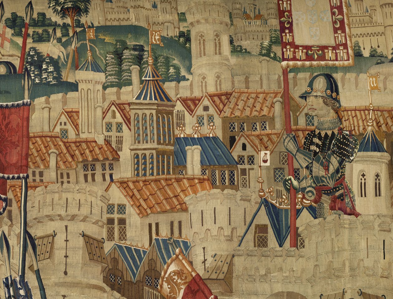Wandteppich zeigt die Eroberungen von König Alfons V. von Portugal (Conquistas de Alfonso V de Portugal), Tournai. Detail von Flemish School