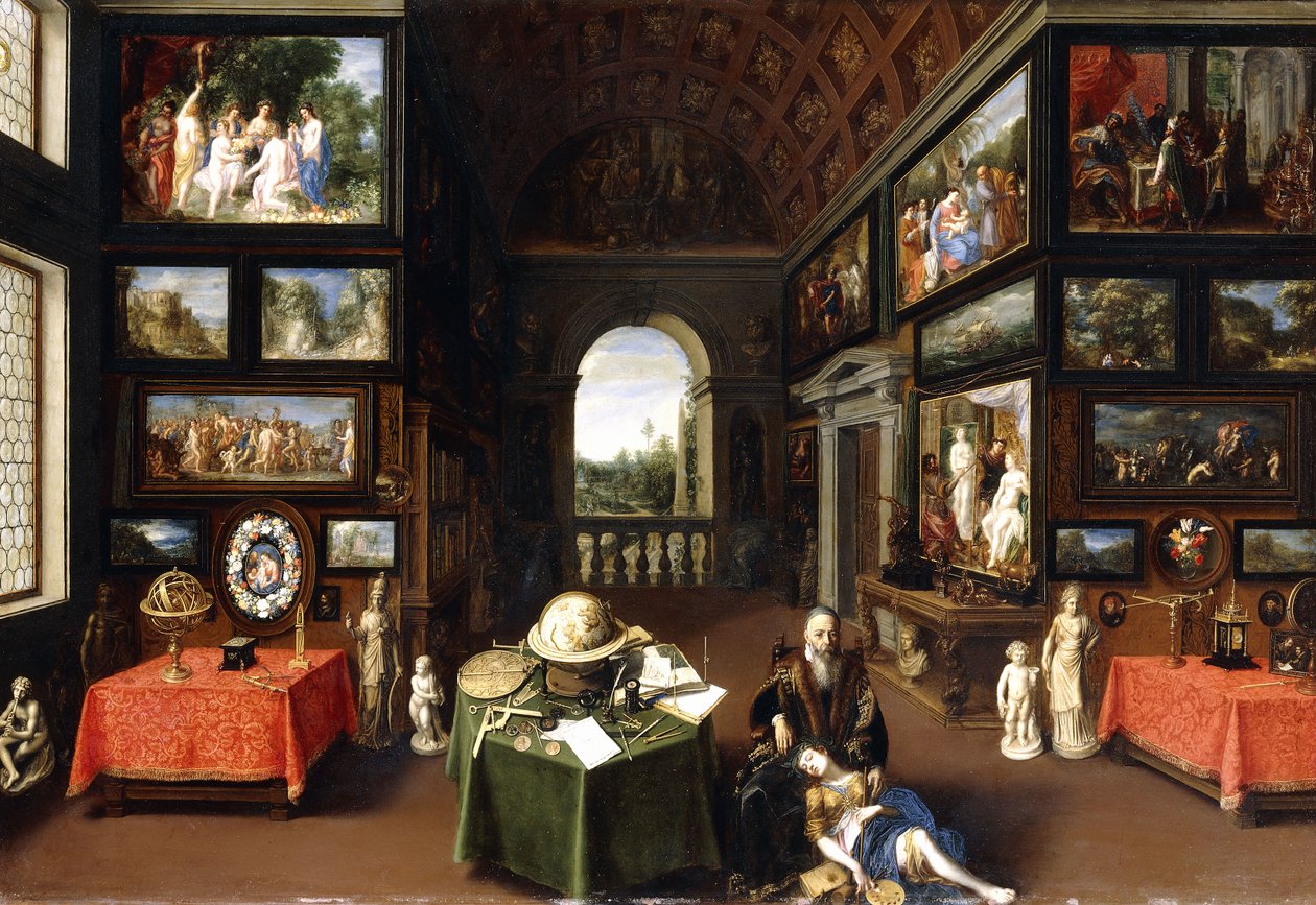 Das Innere einer Gemäldegalerie mit Personifikationen von Malerei und Zeichnung, um 1630 von Flemish School