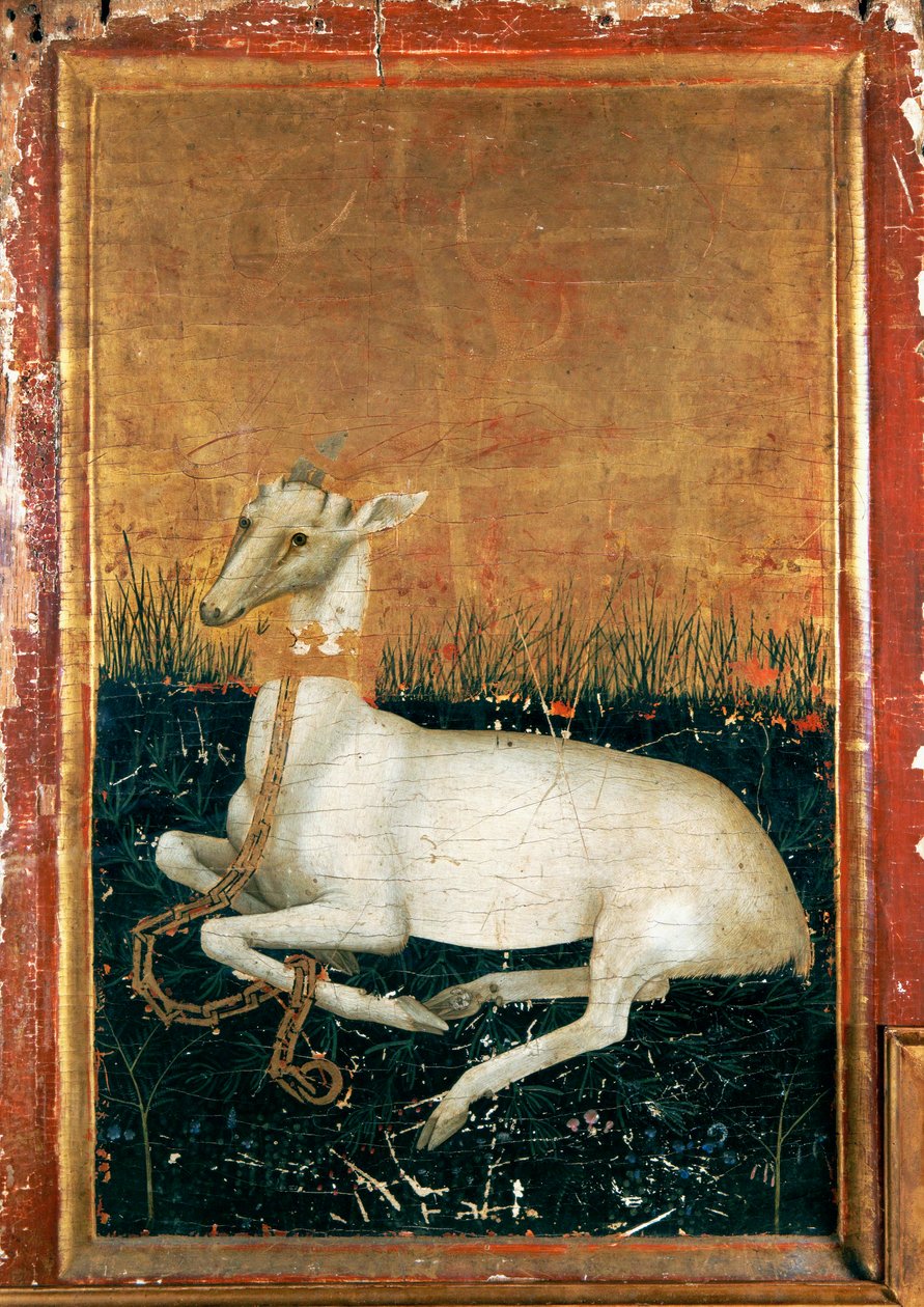 Der Wilton-Diptychon, Detail: der weiße Hirsch, Emblem von König Richard II von Flemish School