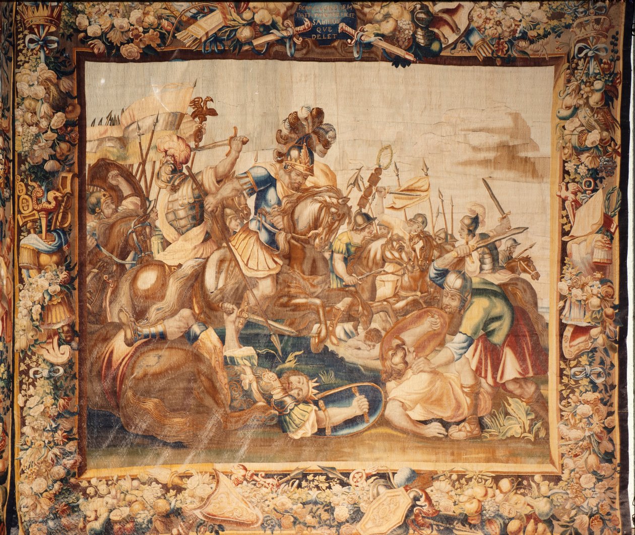 Die Kathedrale. Die Kathedralsammlung. Flämischer Wandteppich. Die Geschichte Roms. Signiert: Ian Le Clerc, D Eggermans. Brüssel. Anfang des 17. Jahrhunderts von Flemish School