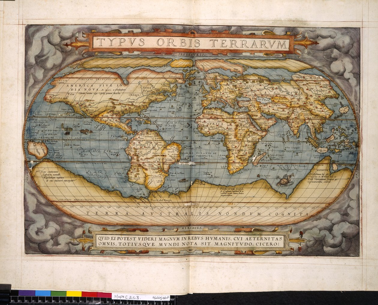 Weltkarte, Theatrum Orbis Terrarum, von Abraham Ortelius von Flemish School