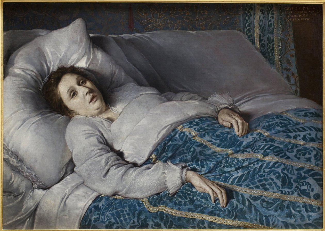 Junge Frau auf ihrem Sterbebett von Flemish School