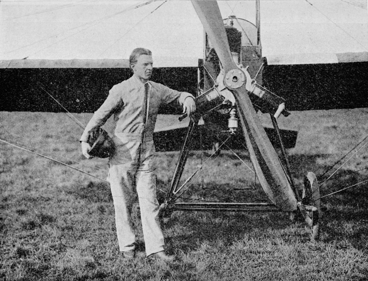 London-Paris Luft-Rennen: der Gewinner, Mr. WL Brock, der amerikanische Rennpilot, 1914 von Flight Photo