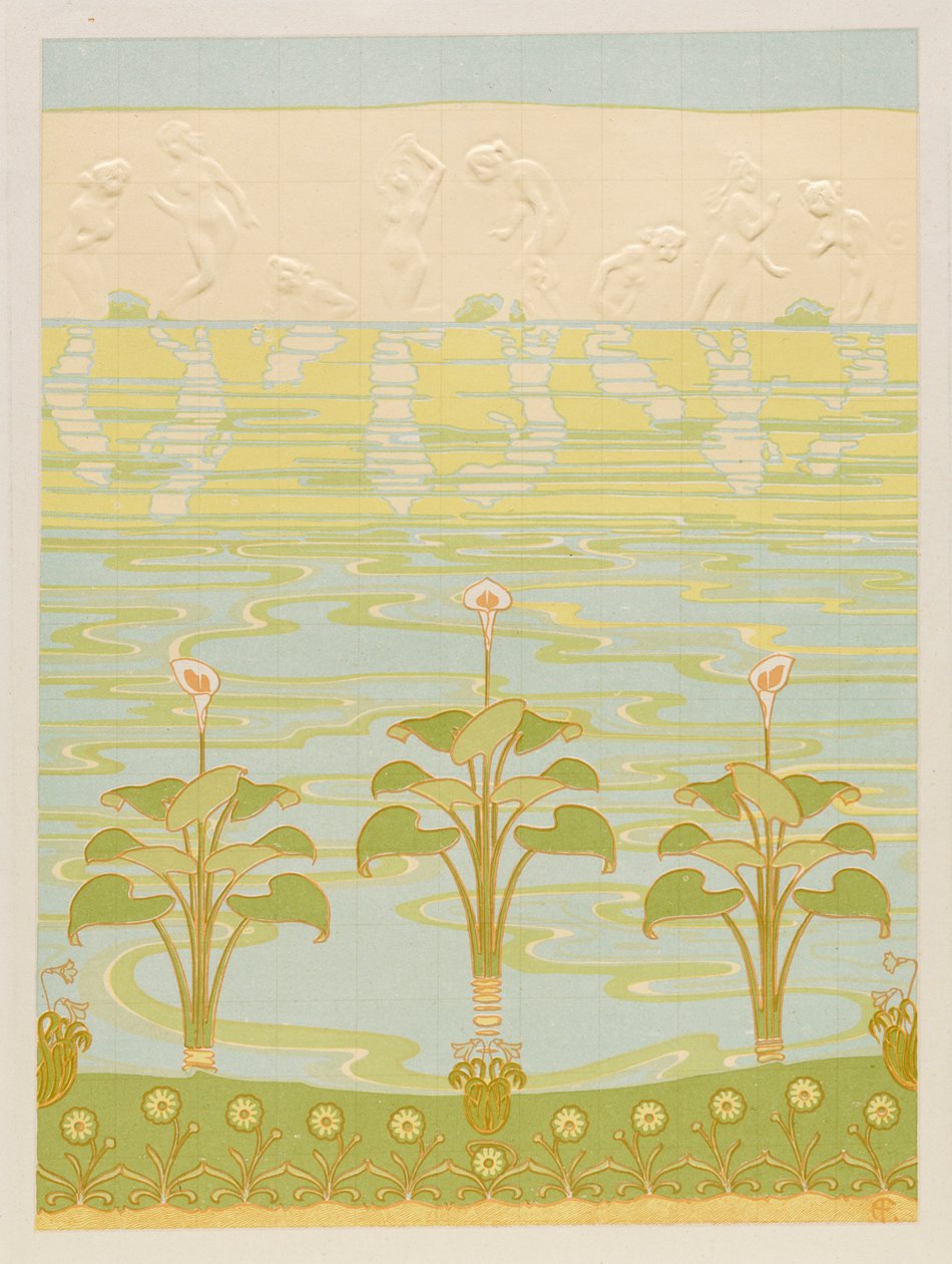 Dekoration in emaillierten Fliesen für Badezimmer, 1898 von Félix Albert Anthyme Aubert