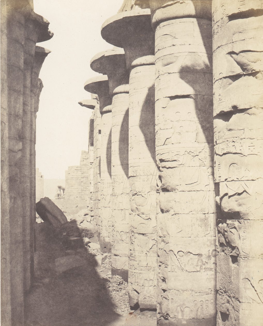 Karnak Theben, Palast - Hypostylsaal - Zentrale Kolonnade, 1851-52, gedruckt 1853-54 von Félix Teynard