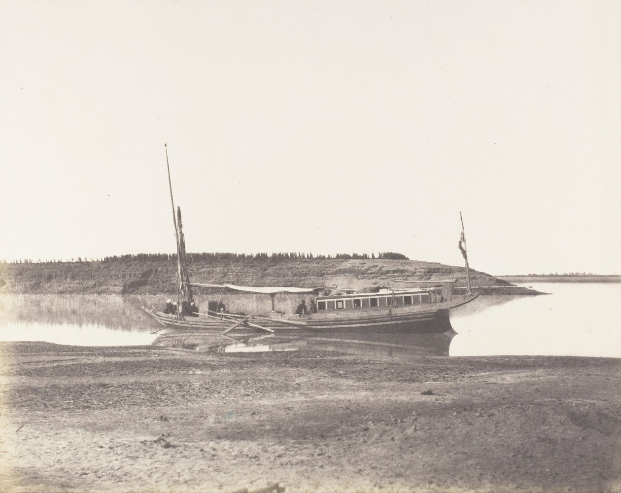 Louksor, Petit Bras du Nil - Reisendenbarke, 1851-52, gedruckt 1853-54 von Félix Teynard