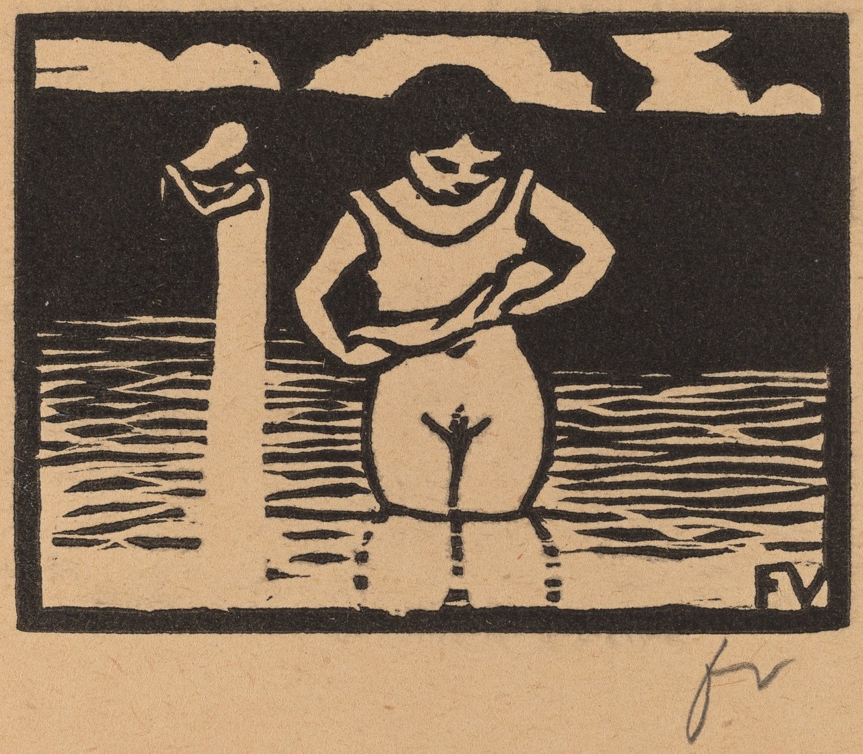 Mädchen hebt ihr Hemd (Fillette enlevant sa chemise) von Félix Vallotton