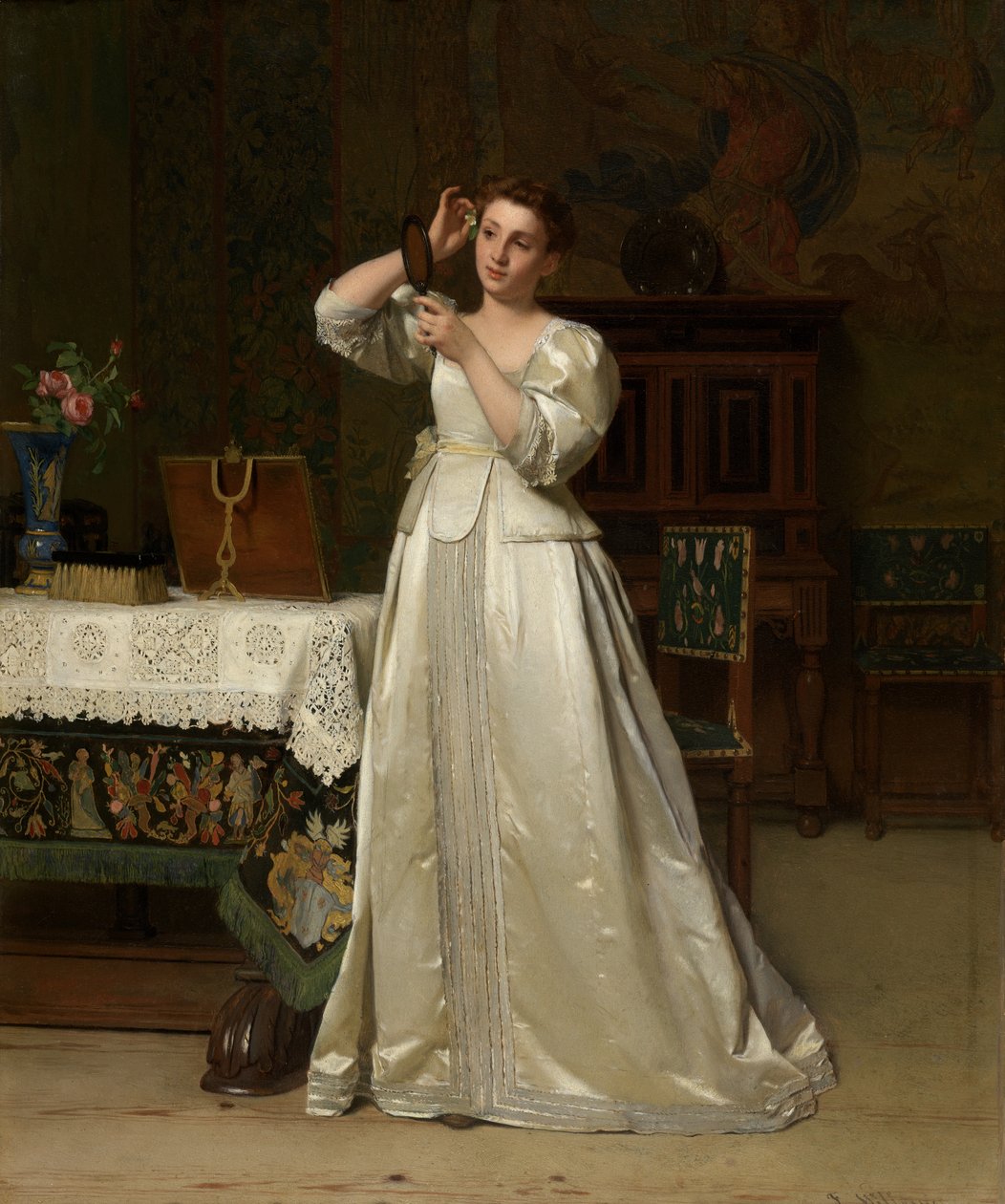Frau mit Spiegel von Florent Willems