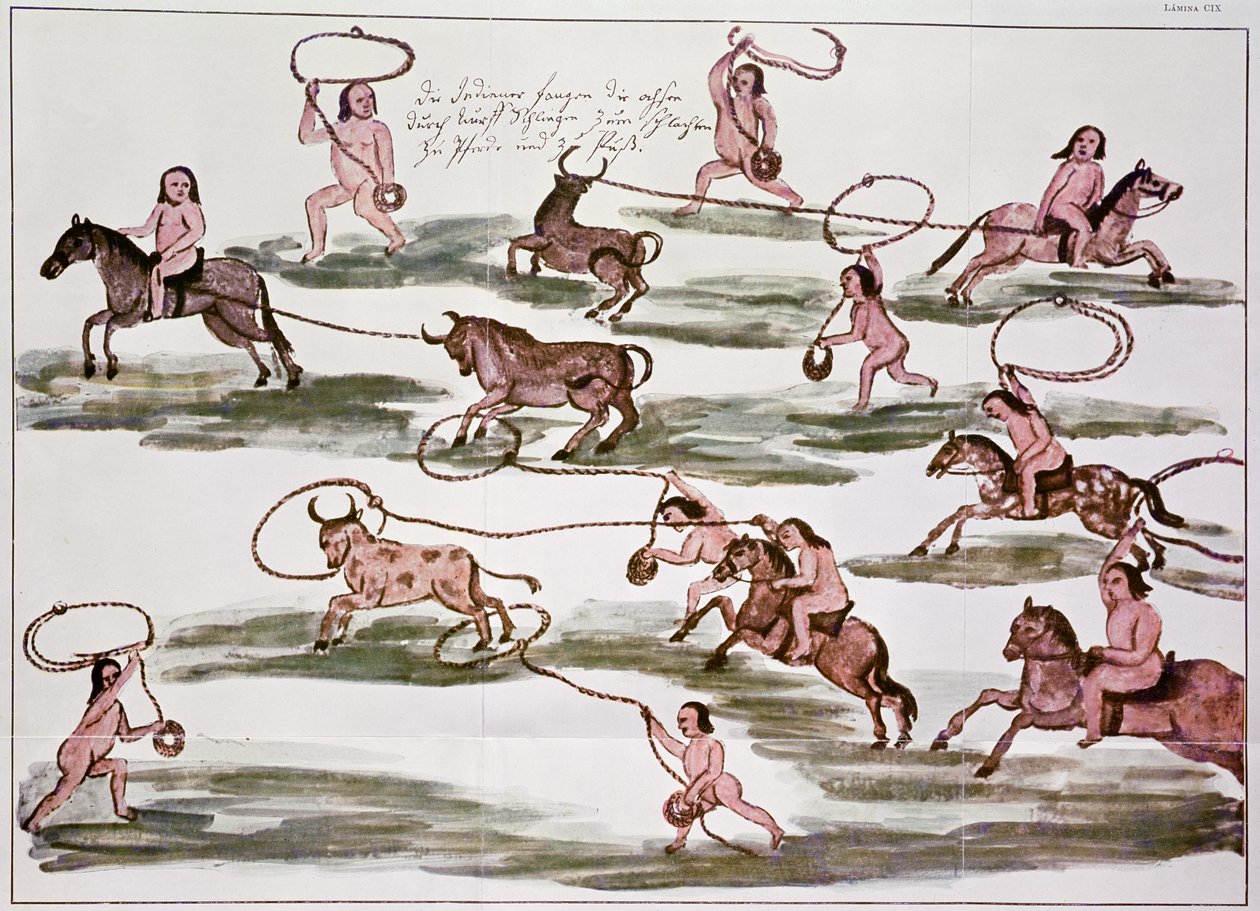 Die Jagdmethode der Mocovi-Indianer, Illustration aus 