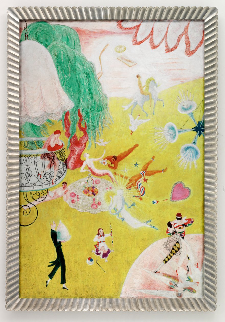 Liebesflug eines rosa Zuckerlherzens von Florine Stettheimer