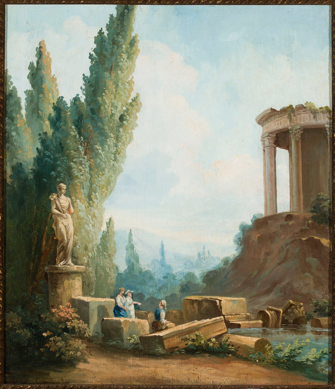 Landschaft mit den Ruinen des Sibyllentempels in Tivoli von Follower of Hubert Robert