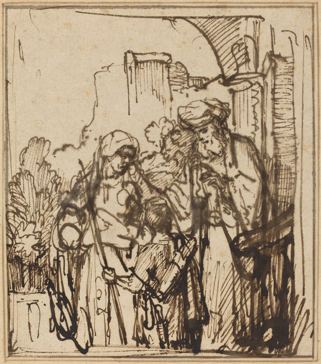 Die Verstoßung der Hagar von Follower of Rembrandt van Rijn