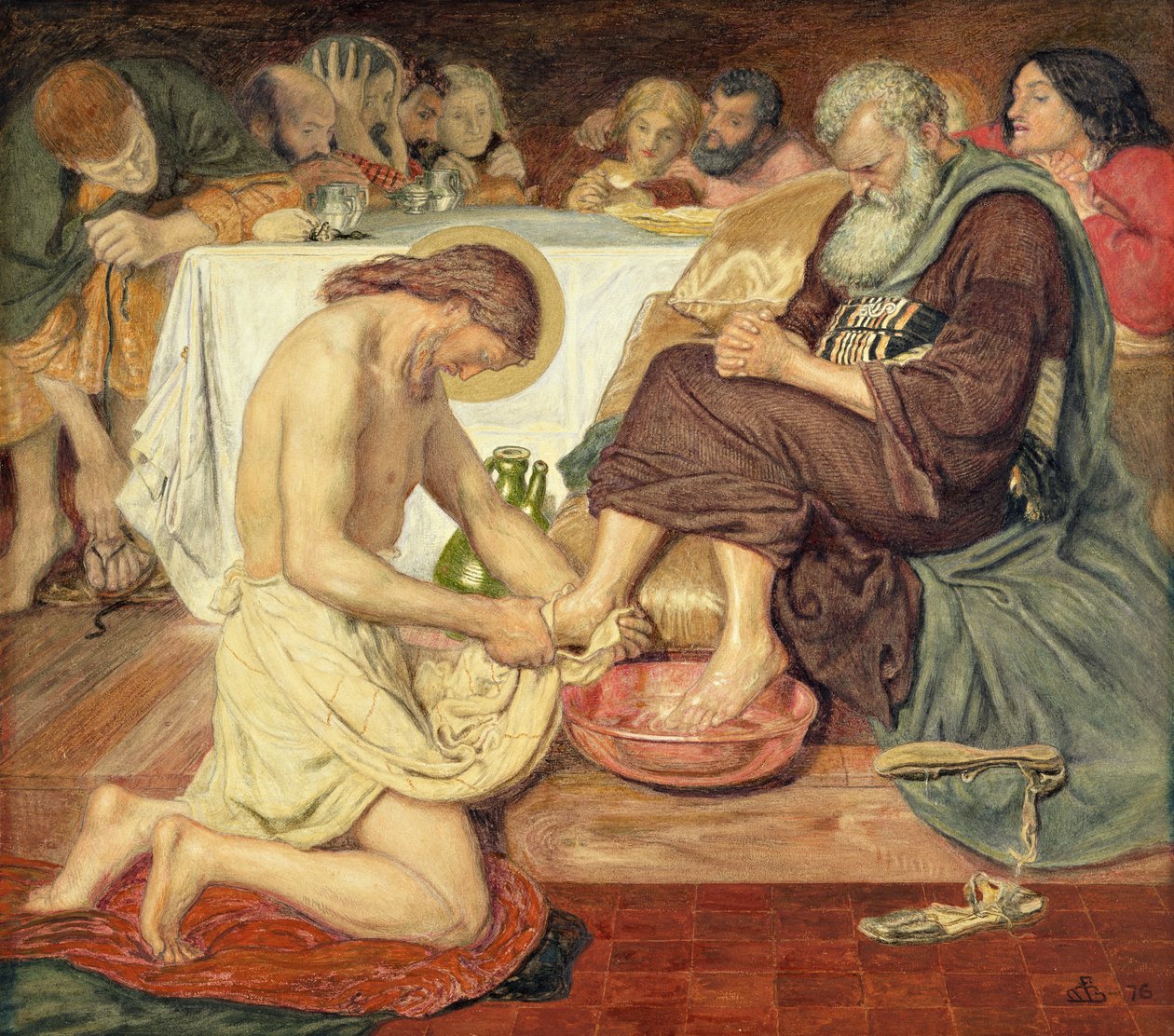 Jesus wäscht Petrus die Füße von Ford Madox Brown