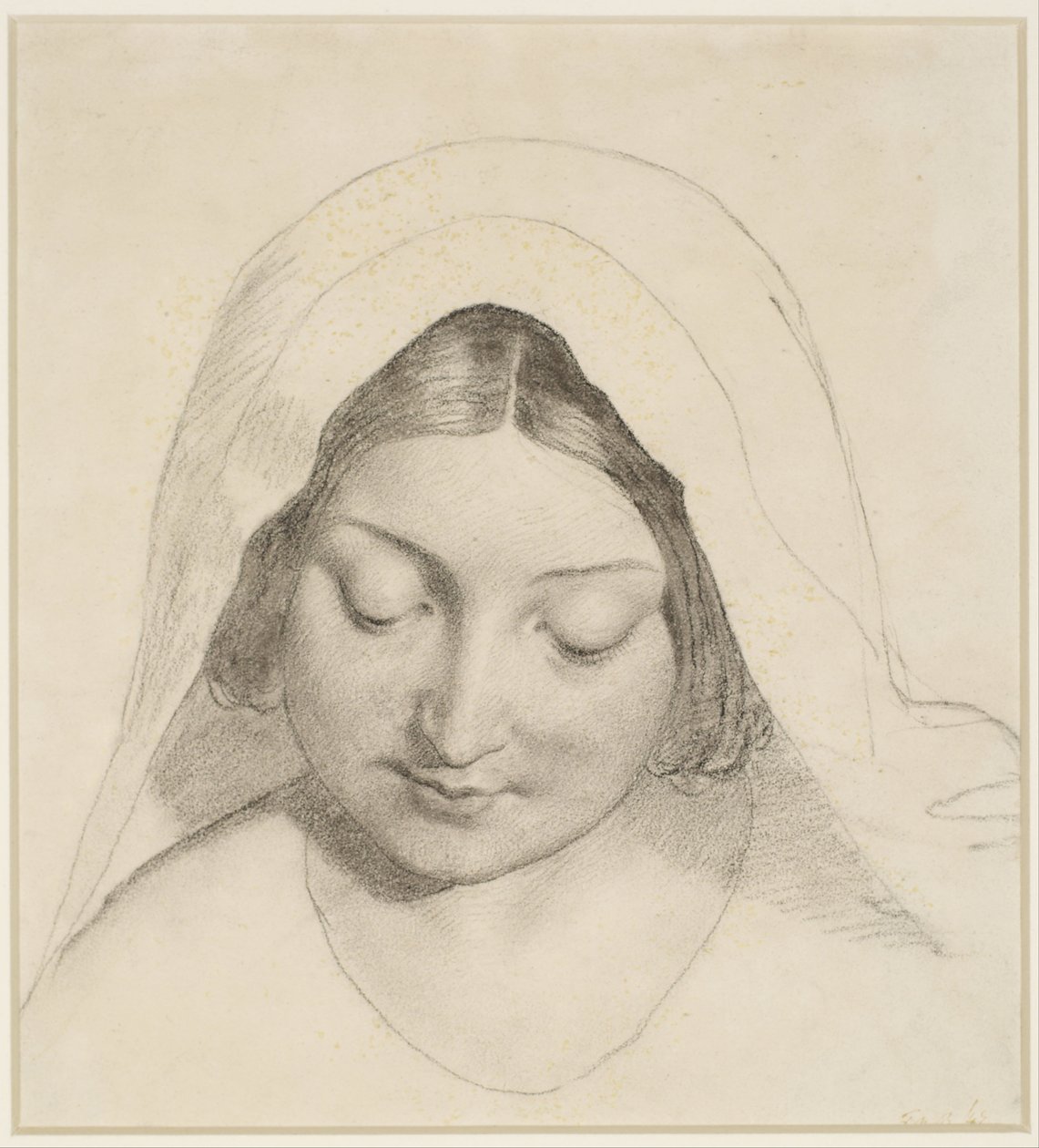 Unsere Dame der Samstagnacht - Studie für den Kopf der Madonna von Ford Madox Brown