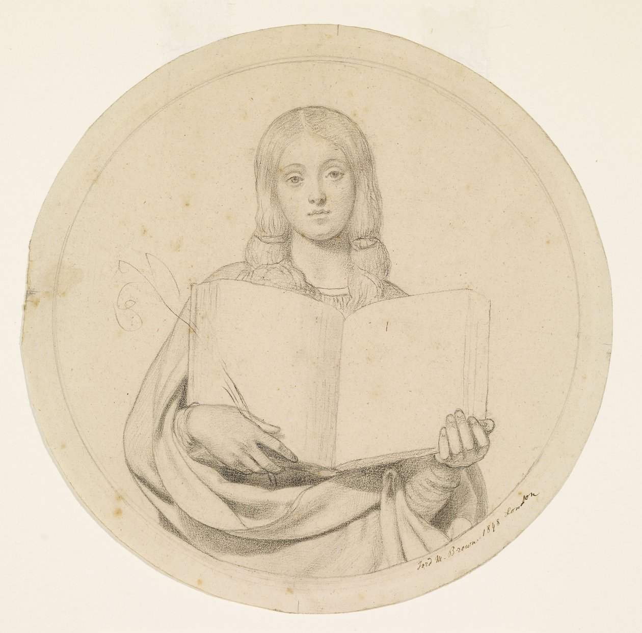 Wycliffe liest seine Bibelübersetzung - Studie einer jungen Frau, die den protestantischen Glauben repräsentiert von Ford Madox Brown