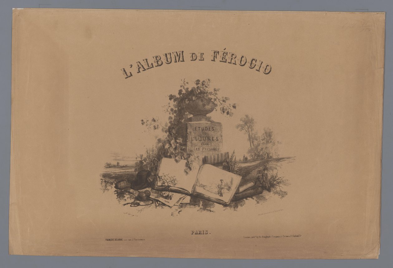 Umschlag für: Studien von Figuren in einer Landschaft von Fortuné Ferogio