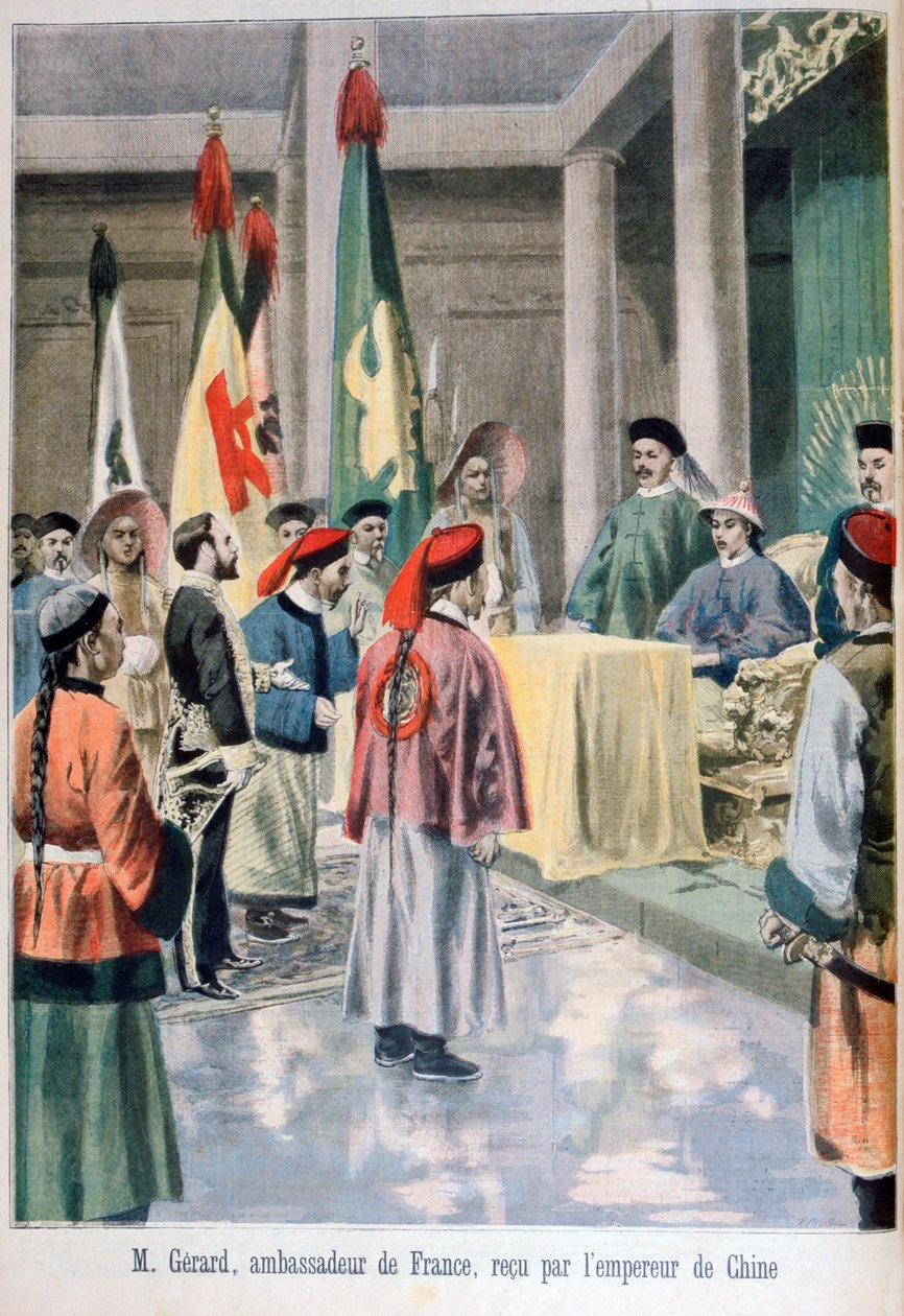 Der französische Botschafter Gérard vor dem Guangxu-Kaiser von China, 1895 von Fortuné Méaulle