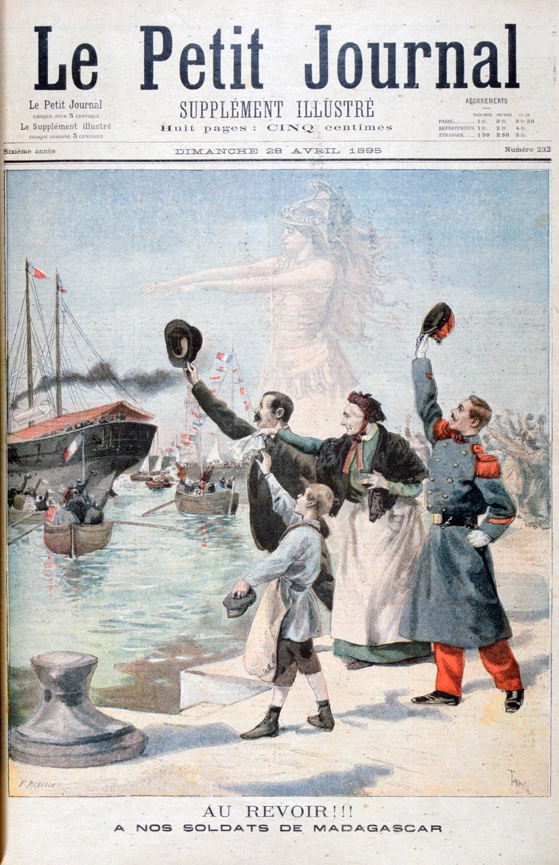 Auf Wiedersehen!!, Französische Soldaten auf dem Weg nach Madagaskar, 1895 von Fortuné Méaulle