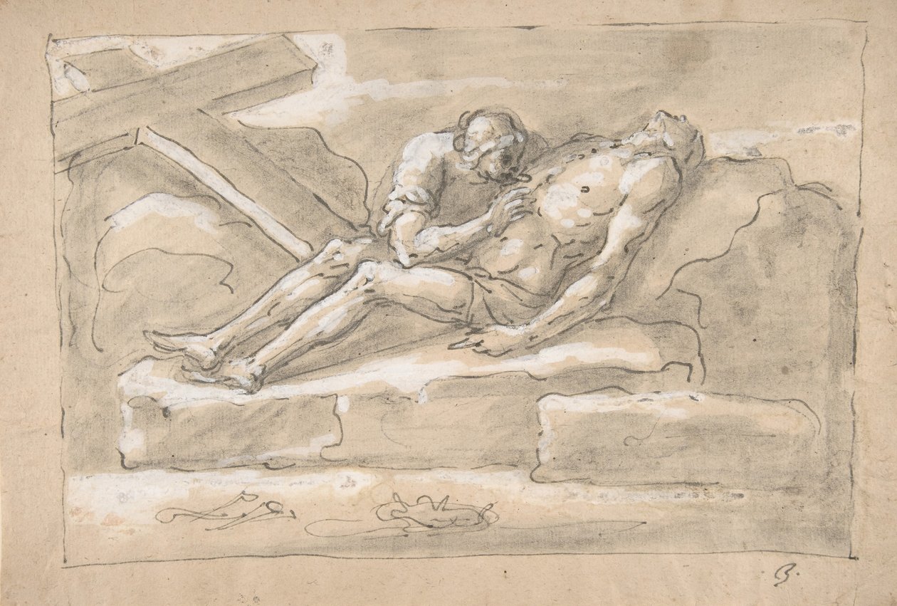 Der tote Christus, betrauert von der Magdalena, die seine Seitenwunde verehrt, 1787-1863 von Fortunato Duranti