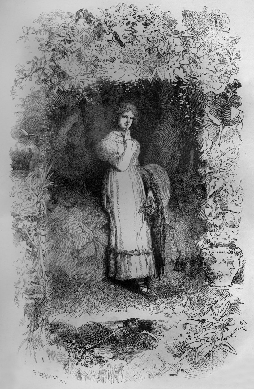 Fantine, Illustration des Romans Les Miserables von Victor Hugo, Gravur von Fortune Meaulle von Fortune Louis Meaulle