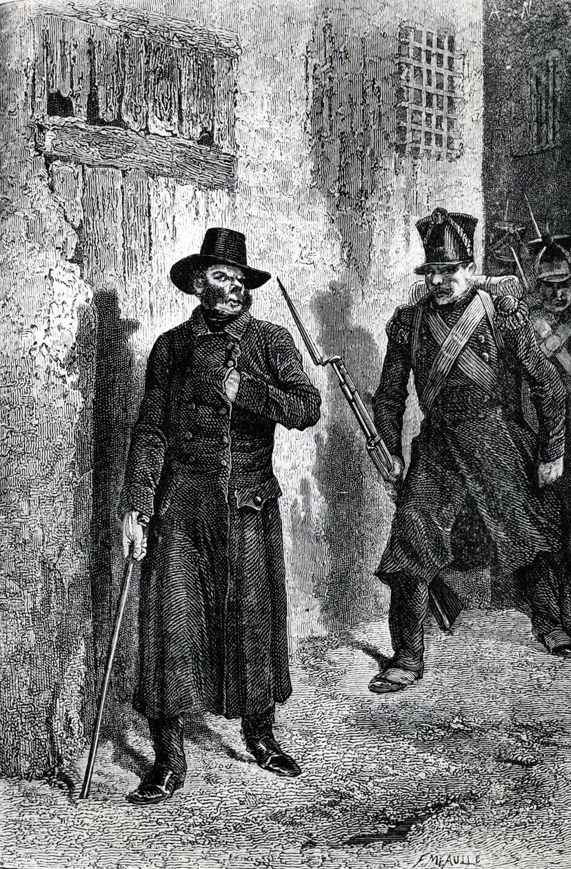 Javert jagt Valjean, Illustration aus 
