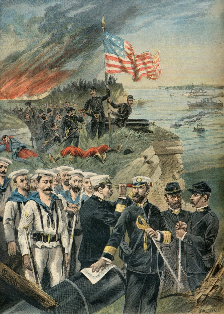 Landung amerikanischer Truppen in Guantanamo, Spanisch-Amerikanischer Krieg 1898 von Fortune Louis Meaulle