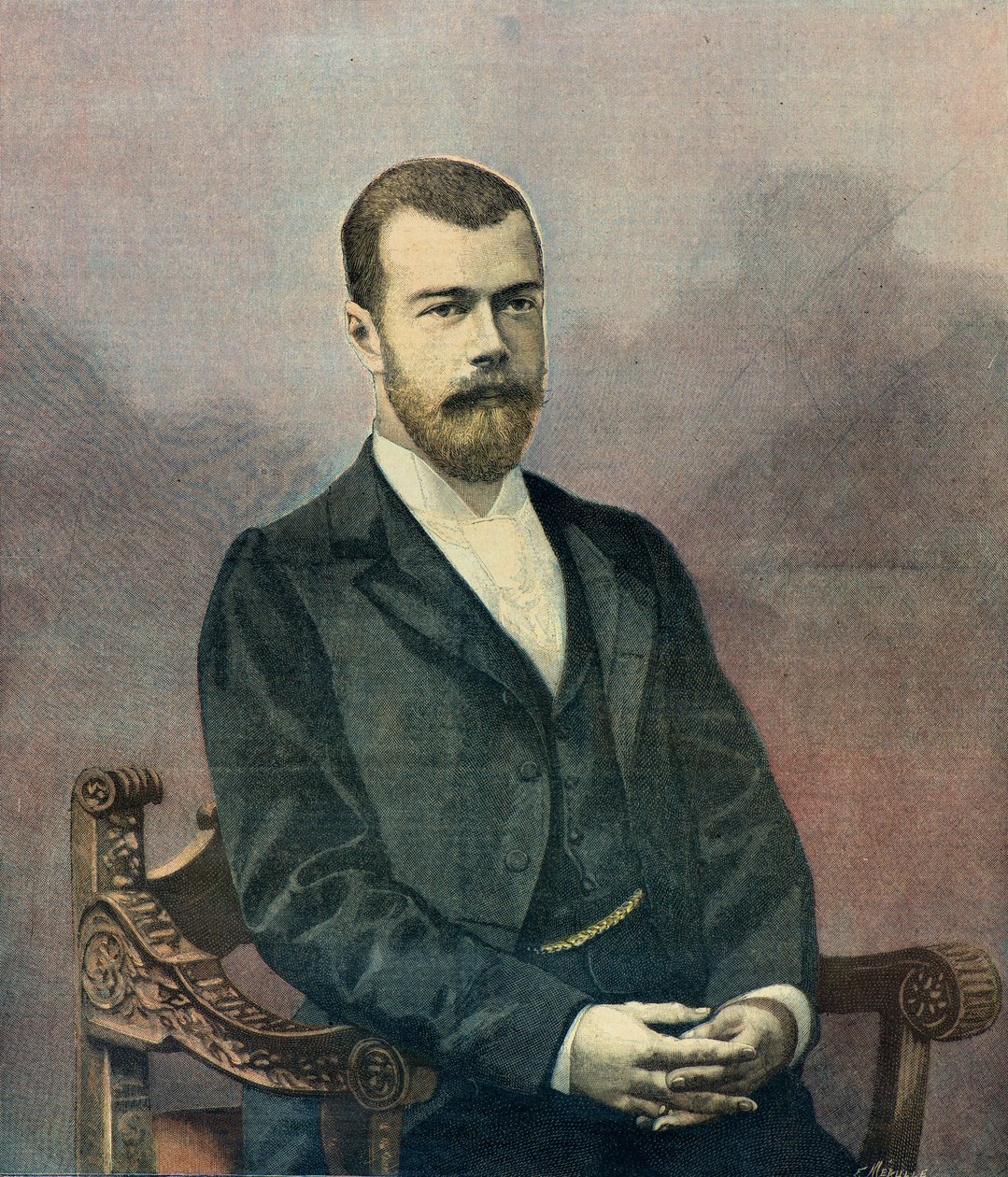 Porträt von Zar Nikolaus II. im Jahr 1896 (Gravur) von Fortune Louis Meaulle