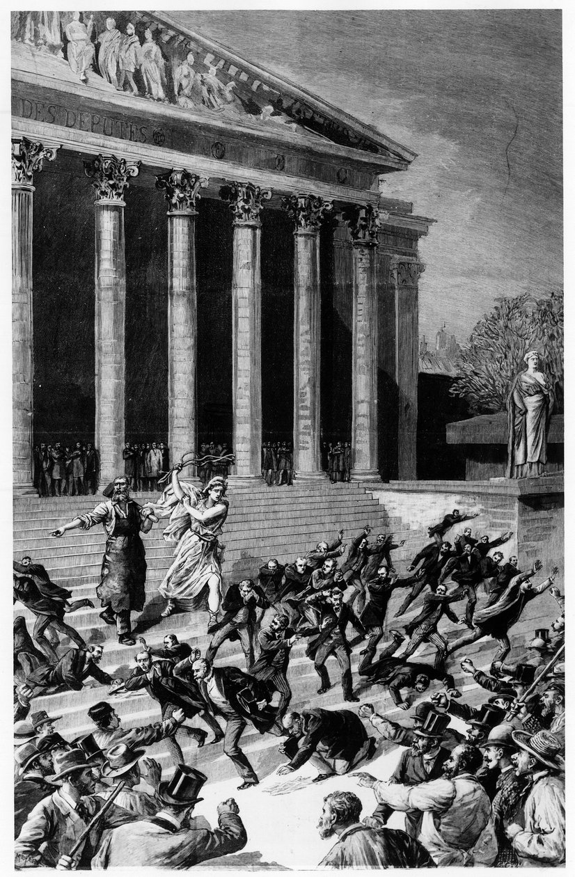 Allgemeines Wahlrecht und die Republik vertreiben Händler aus dem Tempel von Fortune Louis Meaulle