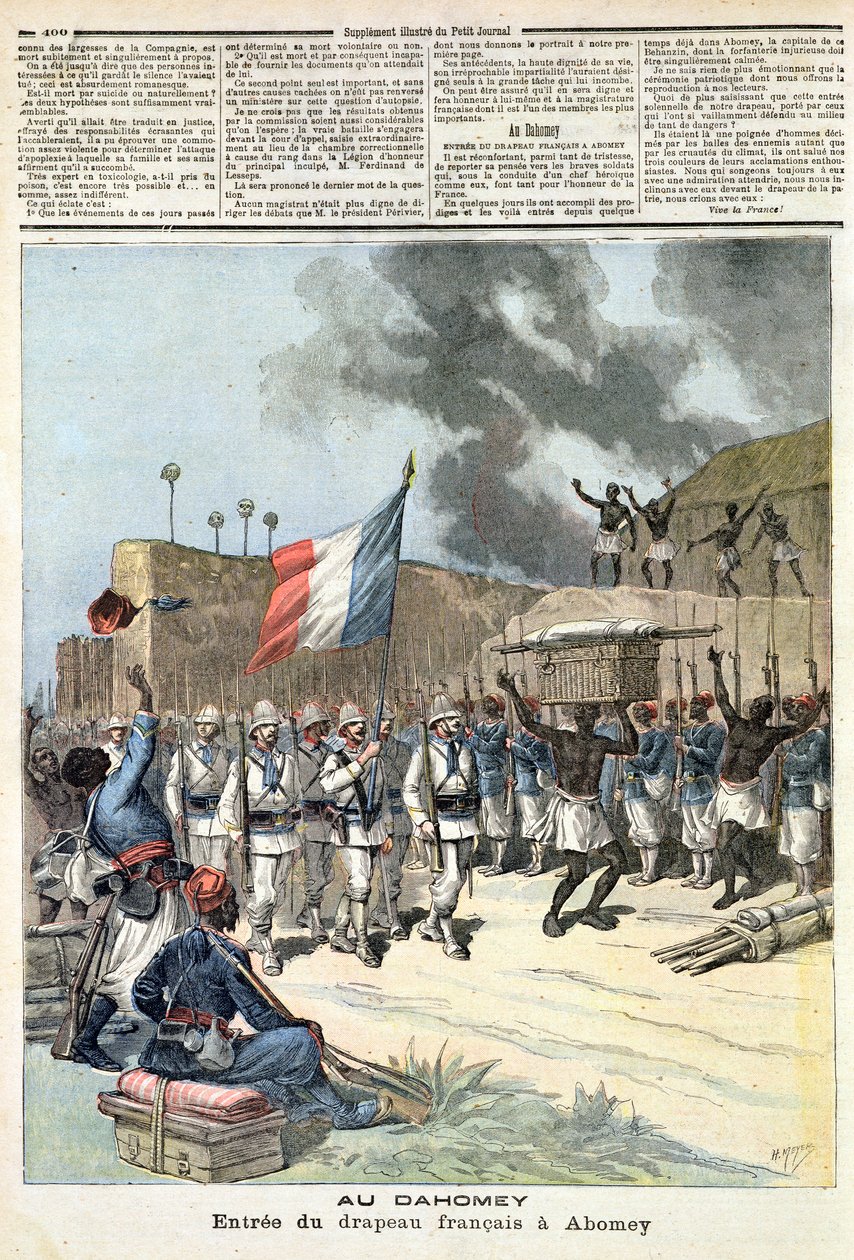 Die französische Flagge betritt Abomey, aus 